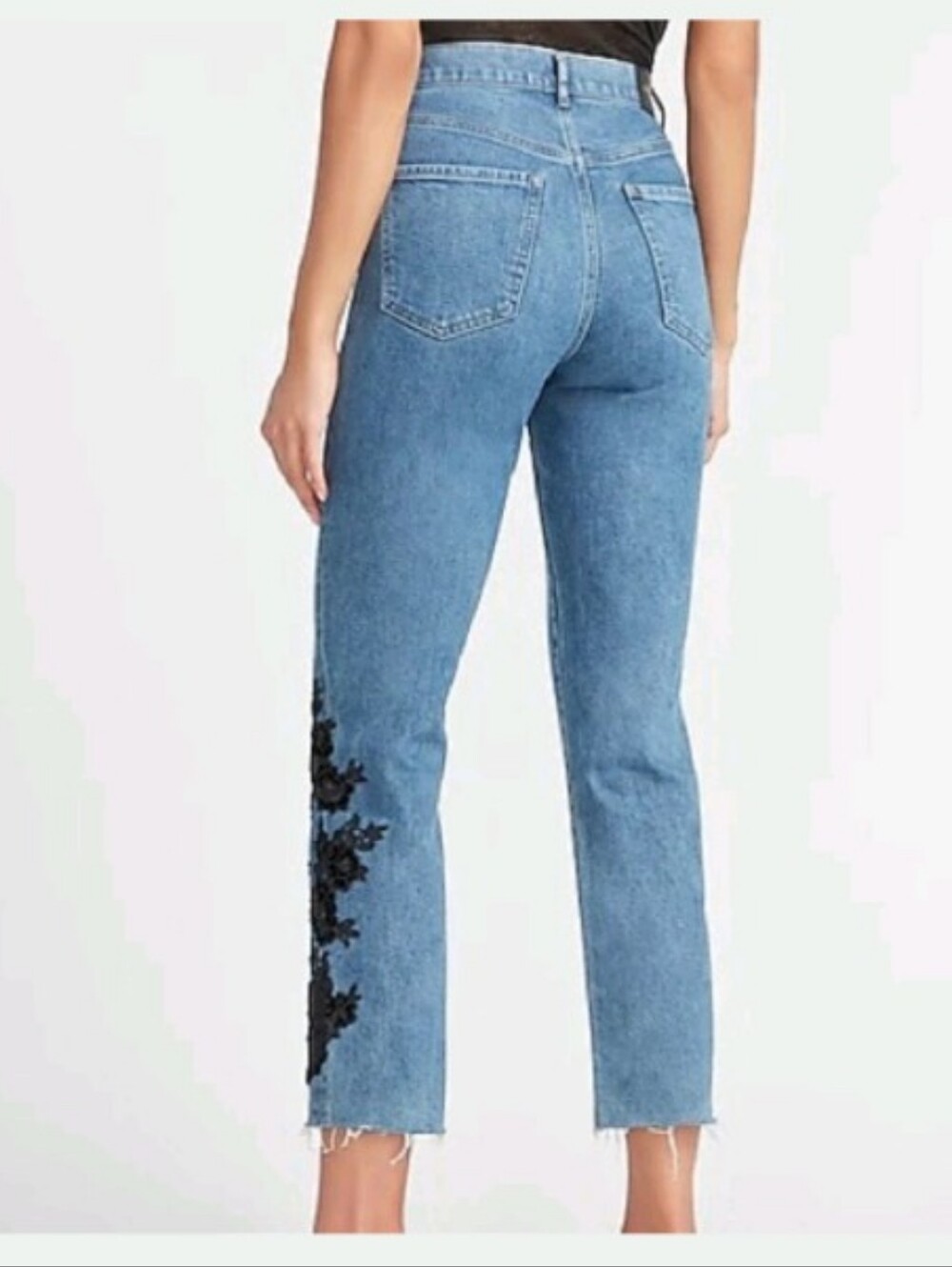 Express Slim Super High Rise Floral Lace Jeans Sz 8 Petite